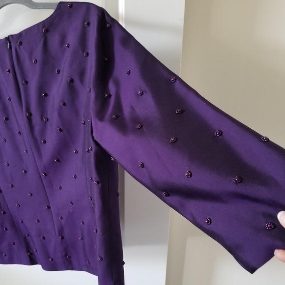 Talbots Pure Silk Scoop Neck Zip Top Blouse - Picture 2 of 6